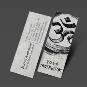 Cartão De Visita Mini Símbolo ZEN OM do Instrutor Elegante YOGA Calliogr