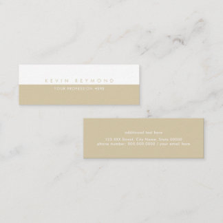 Cartão De Visita Mini Simple Half-Beige Minimalist Mini