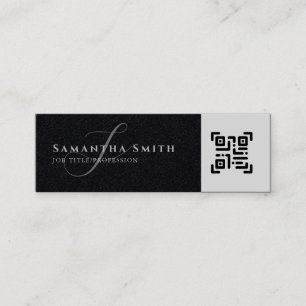 Cartão De Visita Mini Simples Cinza Profissional Moderna QR Monograma