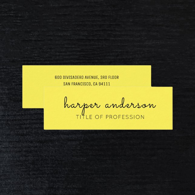 Cartão De Visita Mini Simples e Amarelo Profissional (Criador carregado)