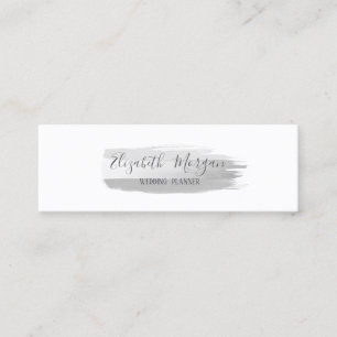 Cartão De Visita Mini Simples Elegante Moderno, Traço De Pincel Prateado