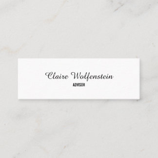 Cartão De Visita Mini Simples Elegante Preto e Branco Script Profissiona