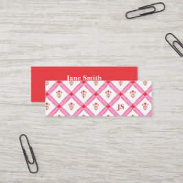 Cartão De Visita Mini Simples Feminino Mínimo Com Iniciais | Rosa & Verm
