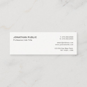 Cartão De Visita Mini Simples Plano Branco Elegante Profissional Moderno