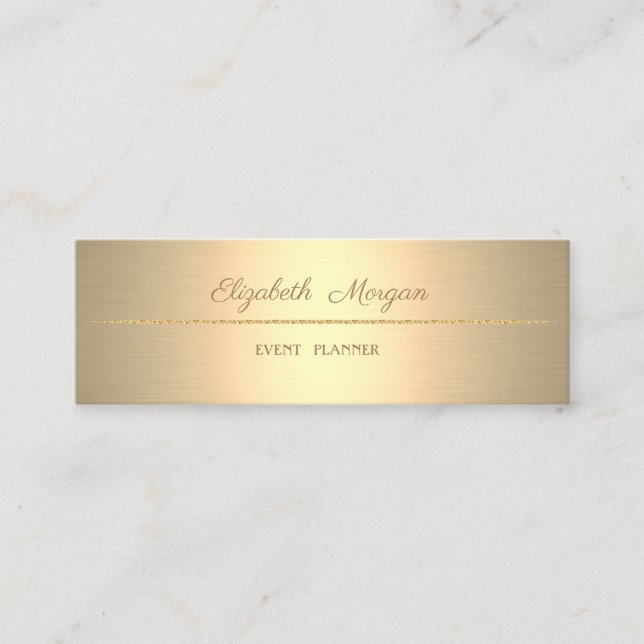 Cartão De Visita Mini Simples profissional Elegante, Faux Dourado (Frente)