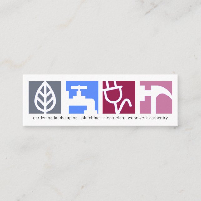 Cartão De Visita Mini Sinalização de Ícone Grandes Serviços de Construçã (Frente)