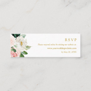 Cartão De Visita Mini Site Dourado de RSVP Online do Modern Blush