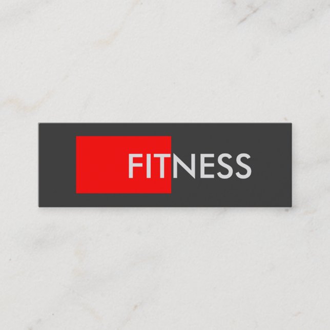 Cartão De Visita Mini Slim Red Gray Fitness Trainer Business Card (Frente)