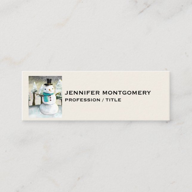 Cartão De Visita Mini Snowman Whimsical no Desenho de Natal (Frente)