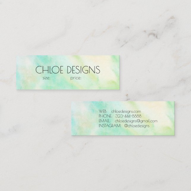 Cartão De Visita Mini Soft Painting Abstract Watercolor Price Hang Tag (Frente/Verso)
