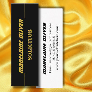 Cartão De Visita Mini Solicitador de Inteligência Elegante Moderno Preto