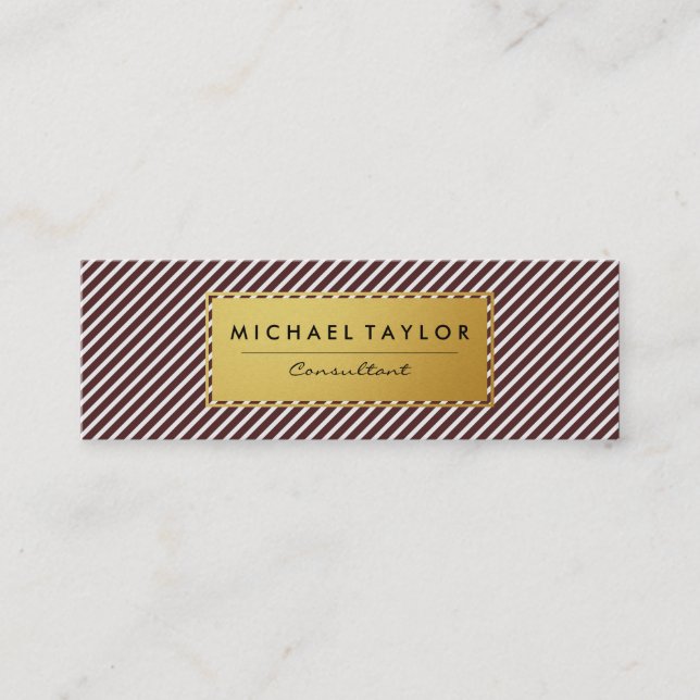 Cartão De Visita Mini Stripes Vermelho e Branco Escuro (Frente)