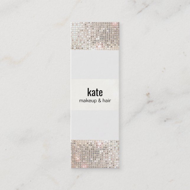 Cartão De Visita Mini Stylist do Cabelo de Sequência Salon Faux Silver (Frente)
