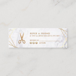 Cartão De Visita Mini Stylist para o cabelo de mármore geométrico Dourad