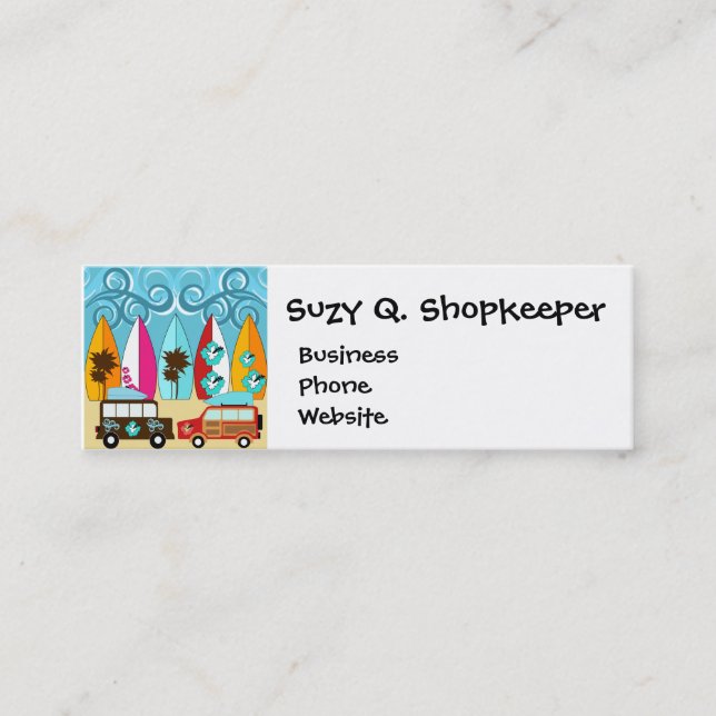 Cartão De Visita Mini Surfboards Beach Bum Surfing Hippie Vans (Frente)