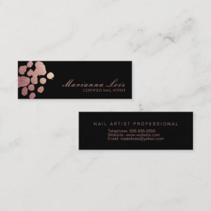 Cartão De Visita Mini Técnico de Unhas Salão Artista Rosa Dourado Preto