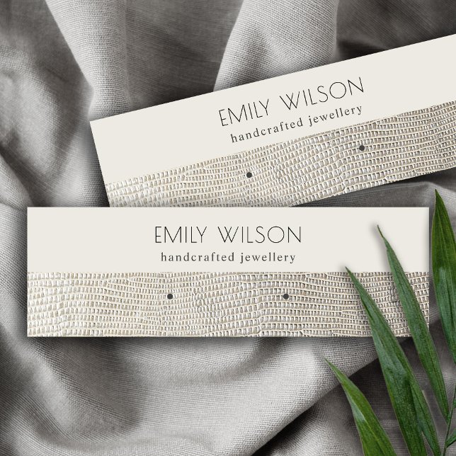 Cartão De Visita Mini Tela de Textura de Couro de Pérolas de Prata, Esta (Criador carregado)