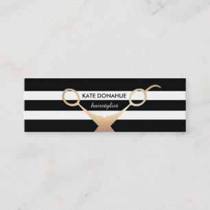 Cartão De Visita Mini Tesoura Salão em Branco e Preto