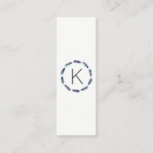 Cartão De Visita Mini Teste padrão estelar da pena com monograma