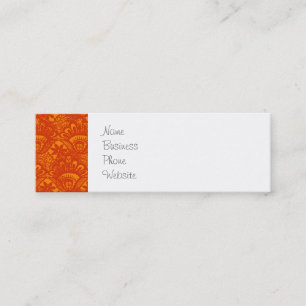 Cartão De Visita Mini Teste padrão feminino do laço alaranjado elegant