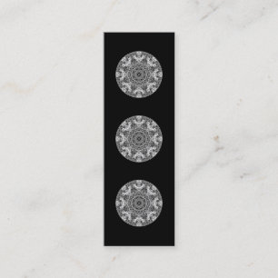 Cartão De Visita Mini Teste padrão redondo decorativo preto e branco