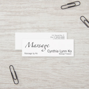 Cartão De Visita Mini Texto da massagem