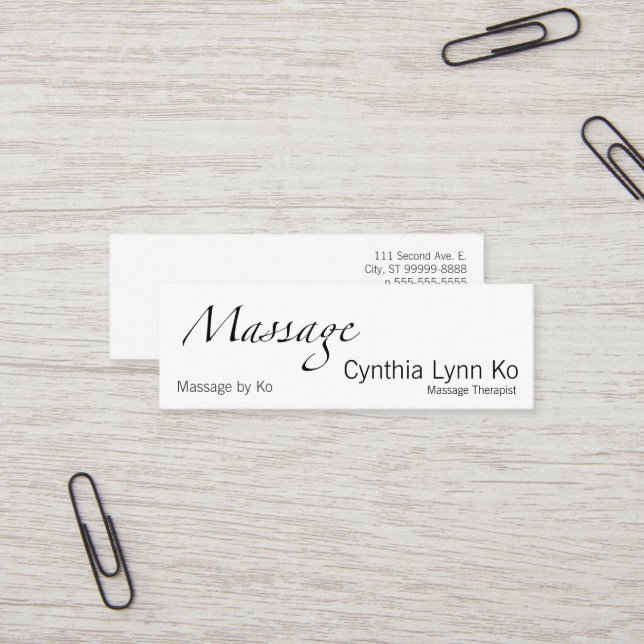 Cartão De Visita Mini Texto da massagem (Frente/Verso In Situ)