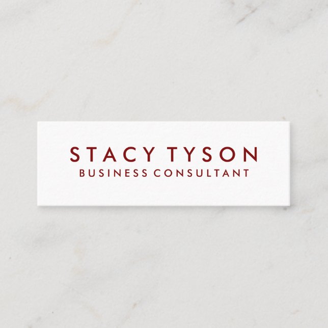 Cartão De Visita Mini Texto vermelho mínimo (Frente)