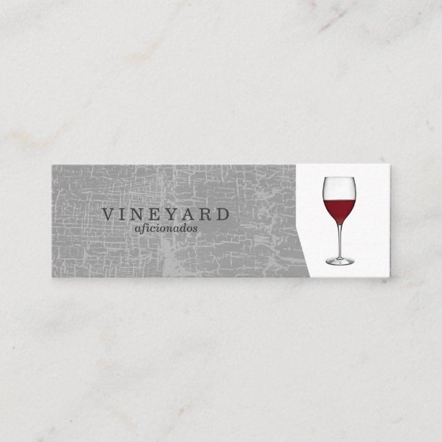 Cartão De Visita Mini Textura Cinza com Copo de Vinho (Frente)