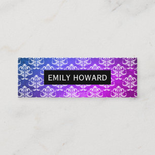 Cartão De Visita Mini Textura cor damasco Verde Roxo