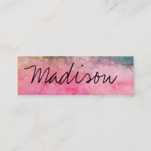 Cartão De Visita Mini Textura da aguarela/escrito à mão coloridos