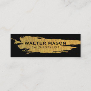 Cartão De Visita Mini Textura Dourada Bruta, Falso Artístico, Preto