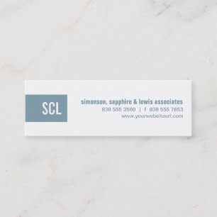 Cartão De Visita Mini Tira do monograma dos azul-céu