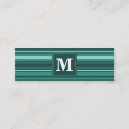 Cartão De Visita Mini Tiras de teal monograma