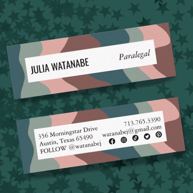 Cartão De Visita Mini Tiras onduladas feitas à mão com ícones sociais (Criador carregado)