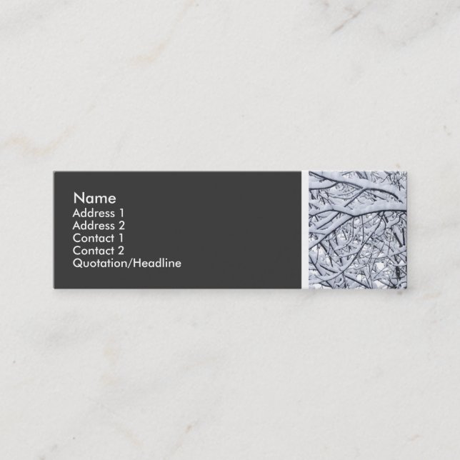 Cartão De Visita Mini Tom de Textura - Ramificações de Neve (Frente)