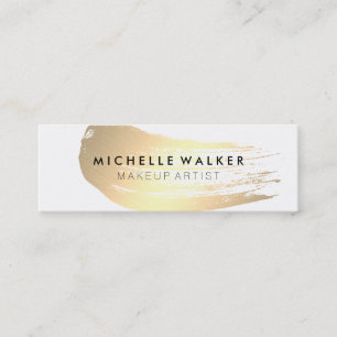 Cartão De Visita Mini Traço de Pincel Dourado Chic