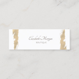 Cartão De Visita Mini Traço Dourado do Pincel Branco Elegante Moderno