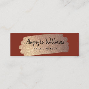 Cartão De Visita Mini Traço Dourado Moderno de Pincel Terracotta