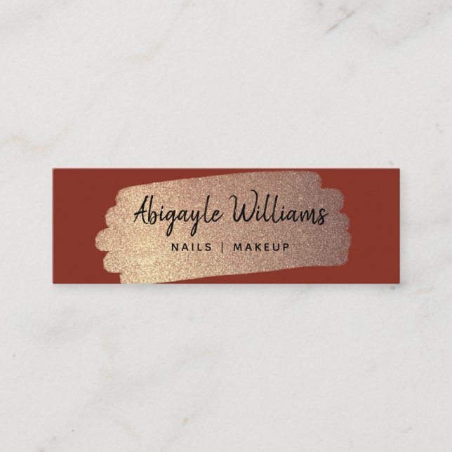 Cartão De Visita Mini Traço Dourado Moderno de Pincel Terracotta (Frente)