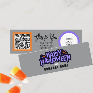 Cartão De Visita Mini Trick ou Treine Cinzas Feliz Halloween Obrigado