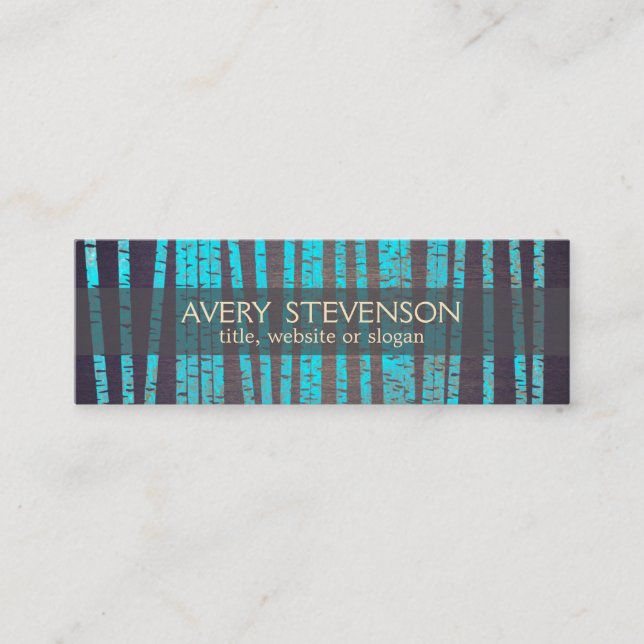 Cartão De Visita Mini Turquoise Blue Bamboo Nature Health Spa Wood (Frente)