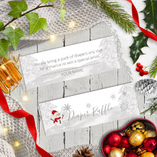 Cartão De Visita Mini Um Chá de fraldas de Cinza com floco de neve