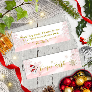 Cartão De Visita Mini Um Chá de fraldas rosa com floco de neve