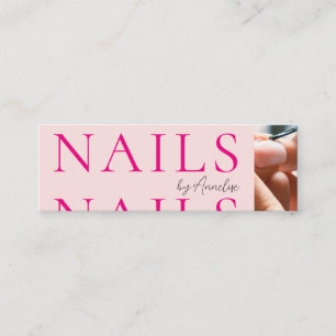 Cartão De Visita Mini Unhas Modernas Blush Cor-de-Rosa Preto Script Foto