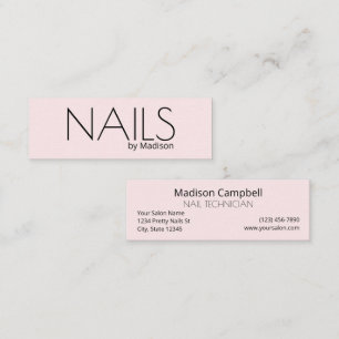 Cartão De Visita Mini Unhas Modernas Mínimas Rosa Bege Preto