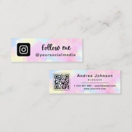 Cartão De Visita Mini Unicorn Tie Dye Trendy Instagram Siga o Código QR