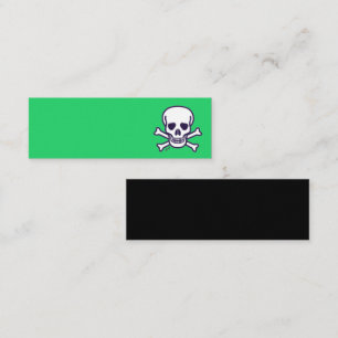Cartão de visita mini verde e preto Skull n Bones