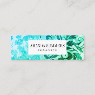 Cartão De Visita Mini Verde Floral Contemporâneo