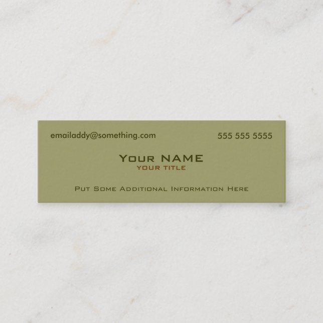 Cartão De Visita Mini Verde Militar Moderno (Frente)